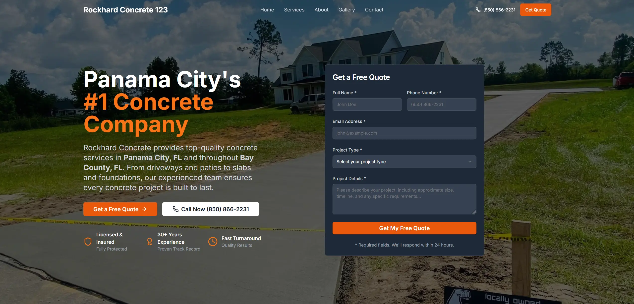 Rockhard Concrete 123 - Concrete Contractor website thumbnail preview